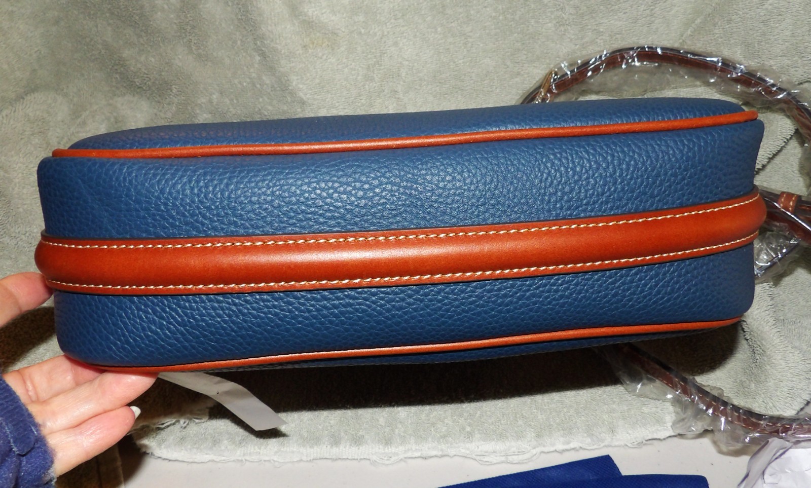 Dooney and Bourke Leather Crossbody Hobo-Jeans-R1890JE-Org. Dust Bag-NWT