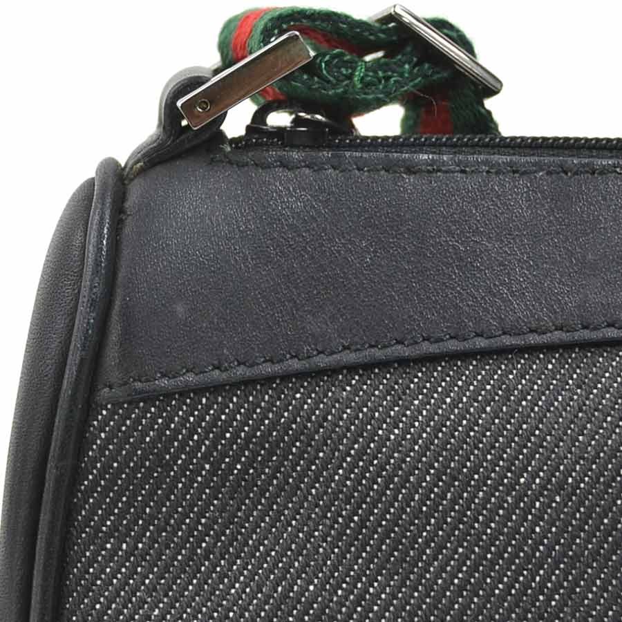 Auth GUCCI Sherry Line Handbag Black Leather/Canvas – r10510n