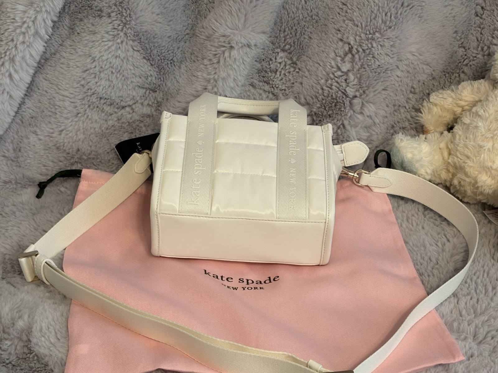 KATE SPADE KIP PUFFY MINI TOTE OPTIC Whit KM668 NWT $319