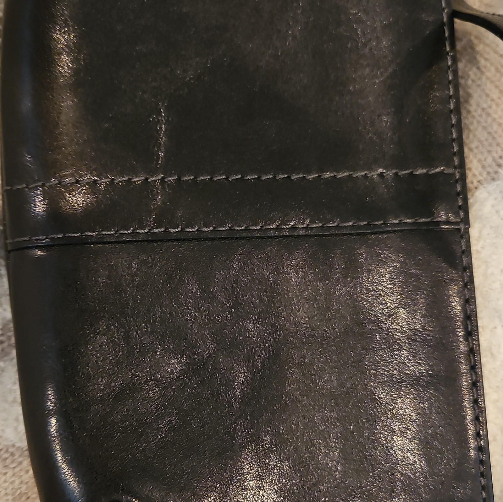 Vintage Coach Black Leather Legacy Top-Handle Pouch Wristlet Contrast Stitch