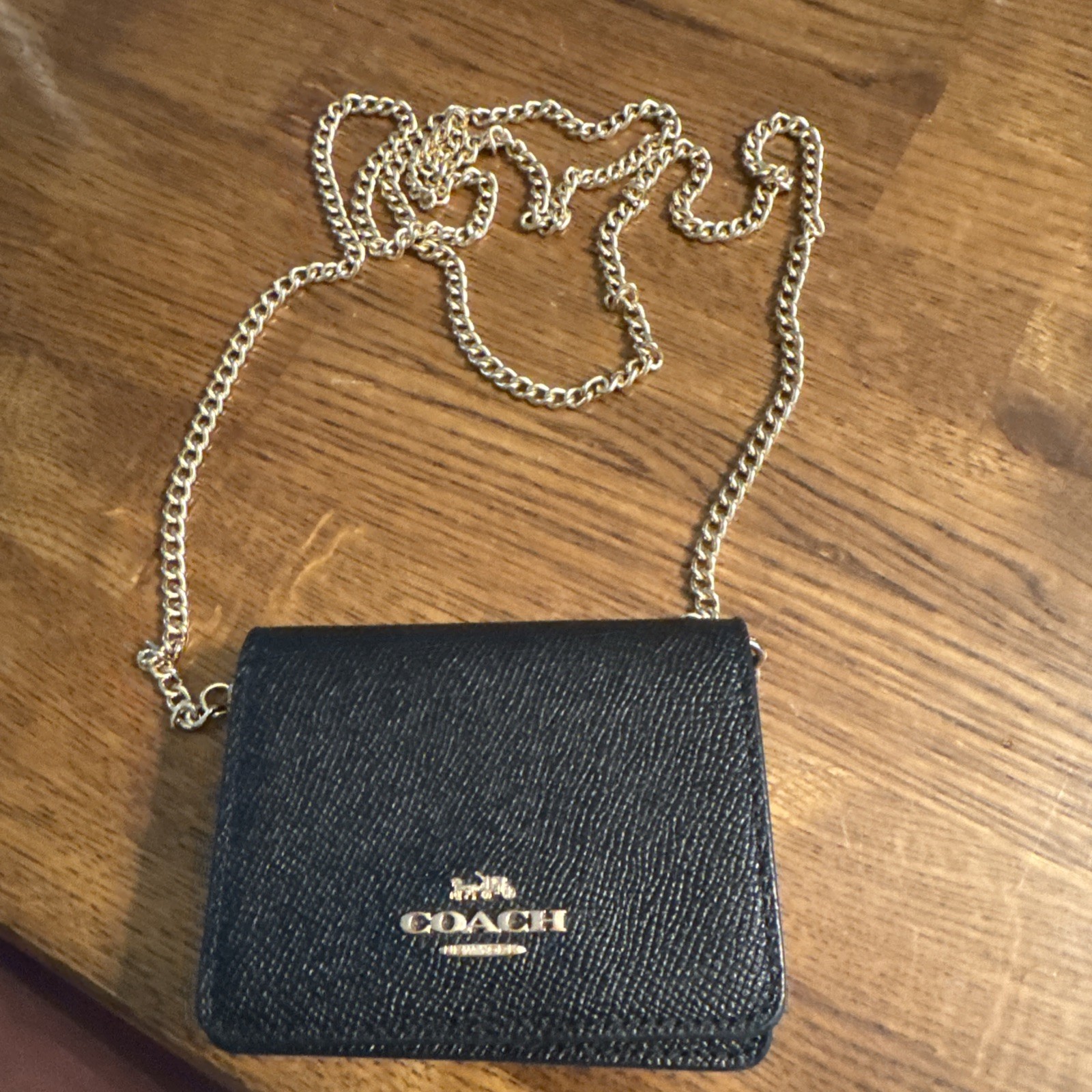 Coach Mini Leather Wallet On A Chain Black C0059 REALLY NICE COND!