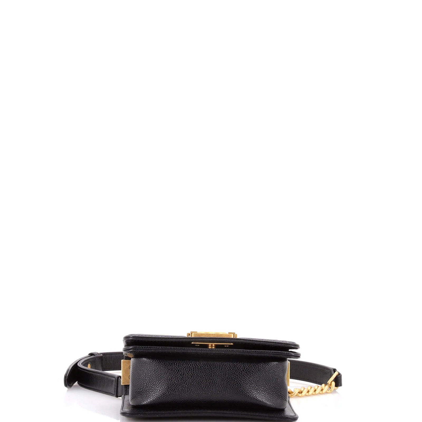 Authentic Chanel Le Boy Small Black Caviar Calfskin Gold Hardware