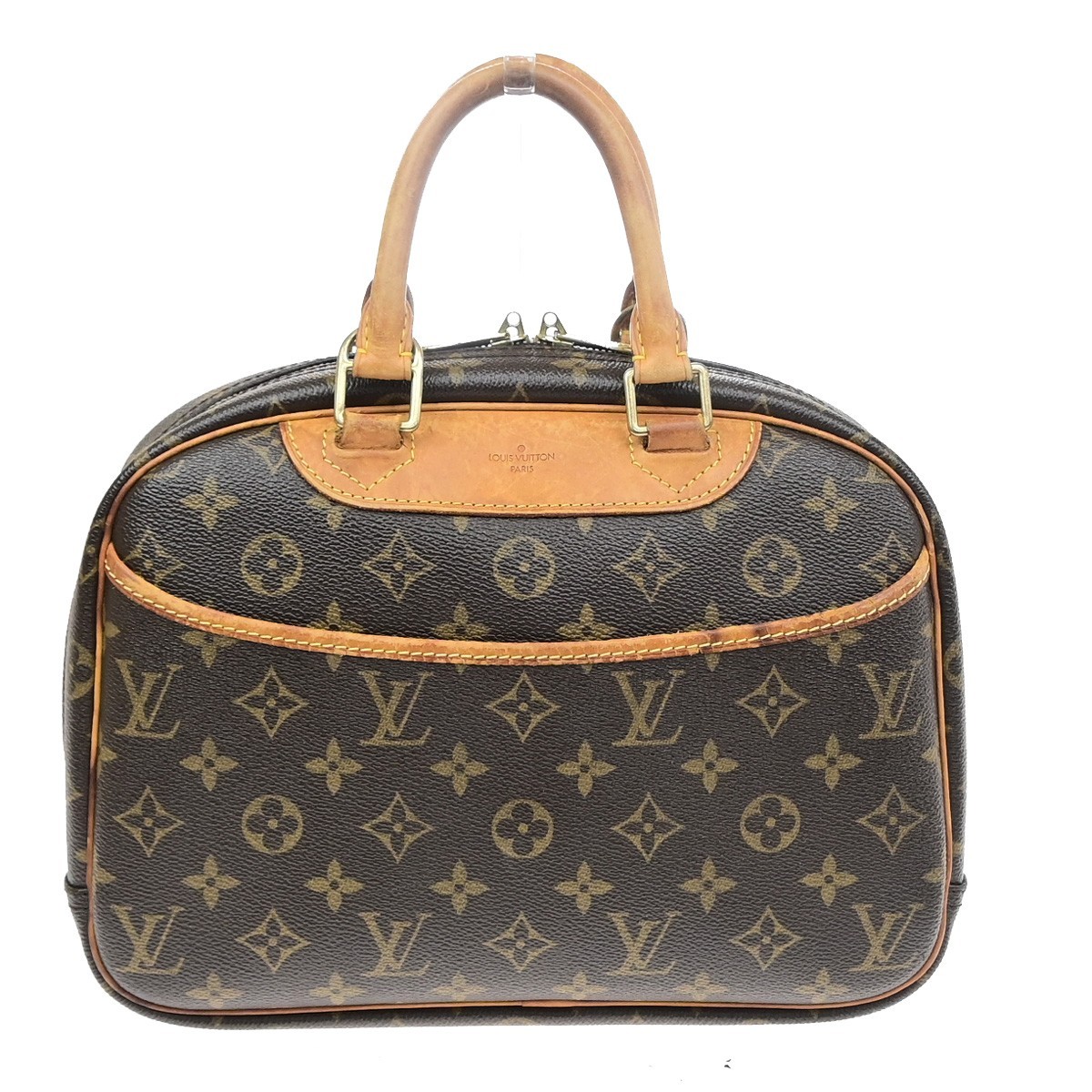 LOUIS VUITTON LV Logo Trouville Hand Bag Monogram Leather Brown M42228 34SA188