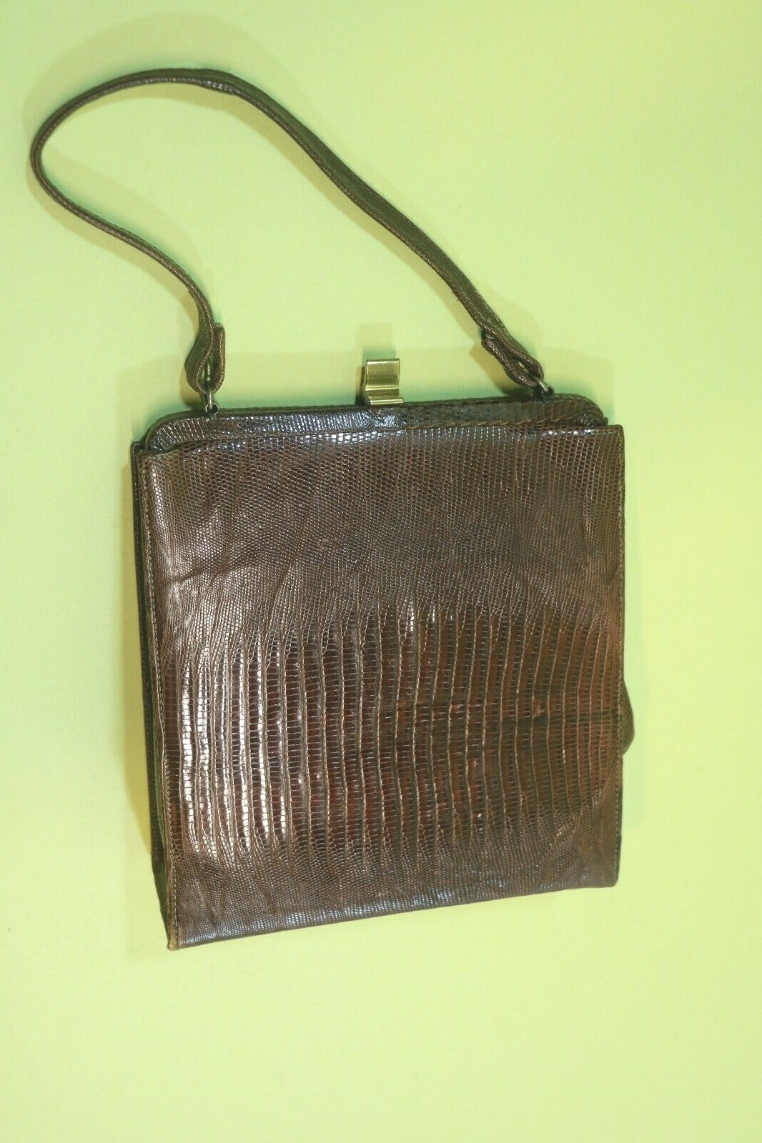 Vintage Antique Brown Alligator Leather Bag Purse Clutch