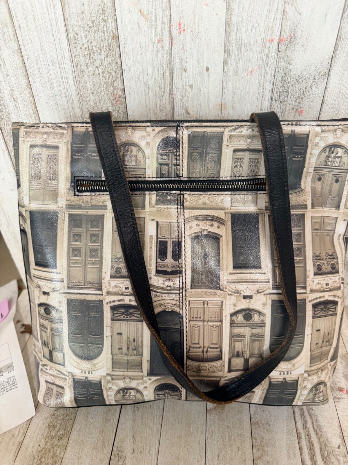 Patricia Nash Printed Tote Doorways To Italy Handbag Purse Doors Black And White