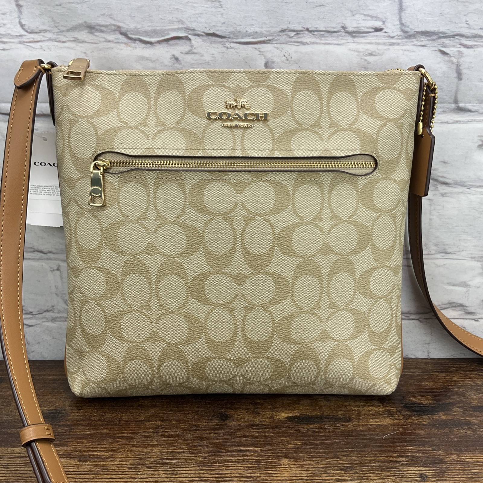 Coach Rowan File Bag In Signature Canvas Light Khaki Light Saddle CS192 Purse