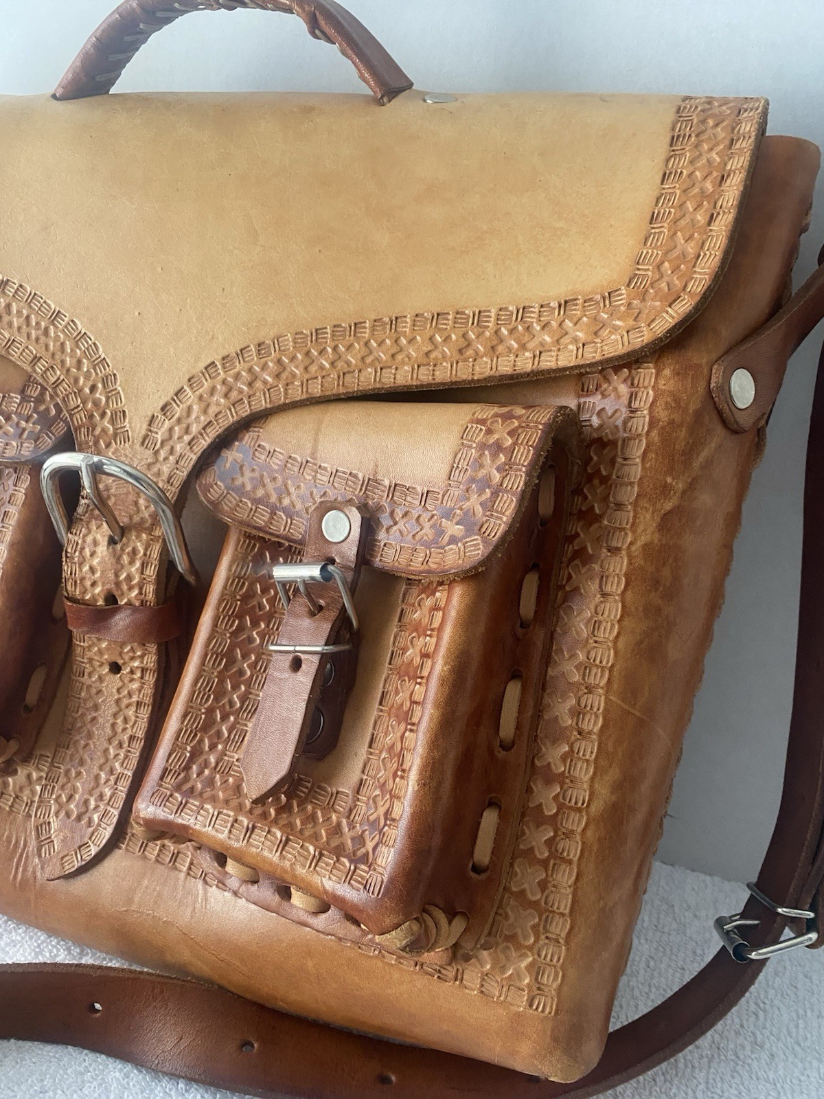 Artisan Genuine Leather Messenger Bag Shoulder Briefcase Laptop Large Unisex