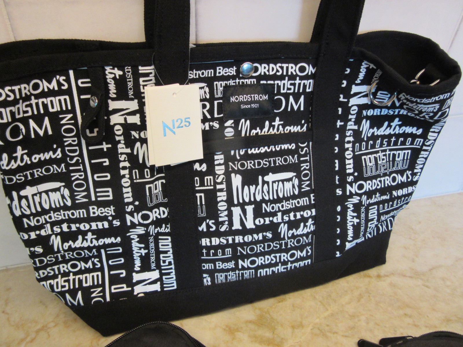 Nordstrom 125th Anniversary Canvas Tote w/Shoulder Strap + Packing Cube Set NWT