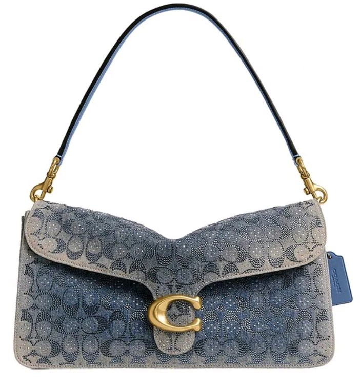 New Coach Denim Crystal Tabby 36 Signature Print