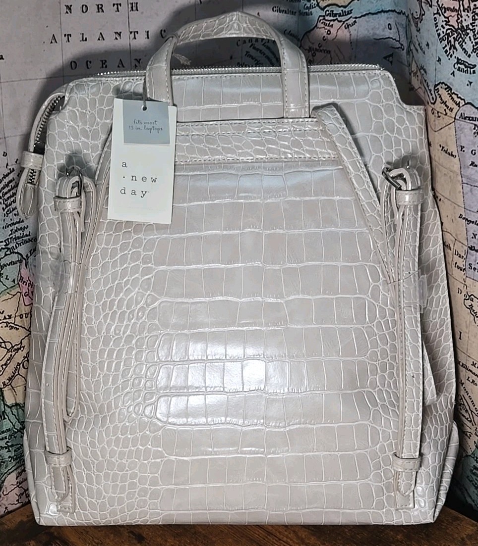 13-3/4 in. Backpack, Light Gray Midsize VT422B Gray Textured Tote, A New Day