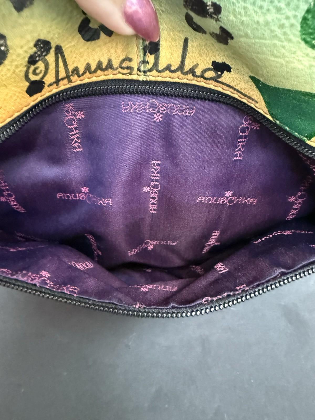 Anuschka Hand Painted Leather Shoulder Bag Leopard Jungle + Dust Bag