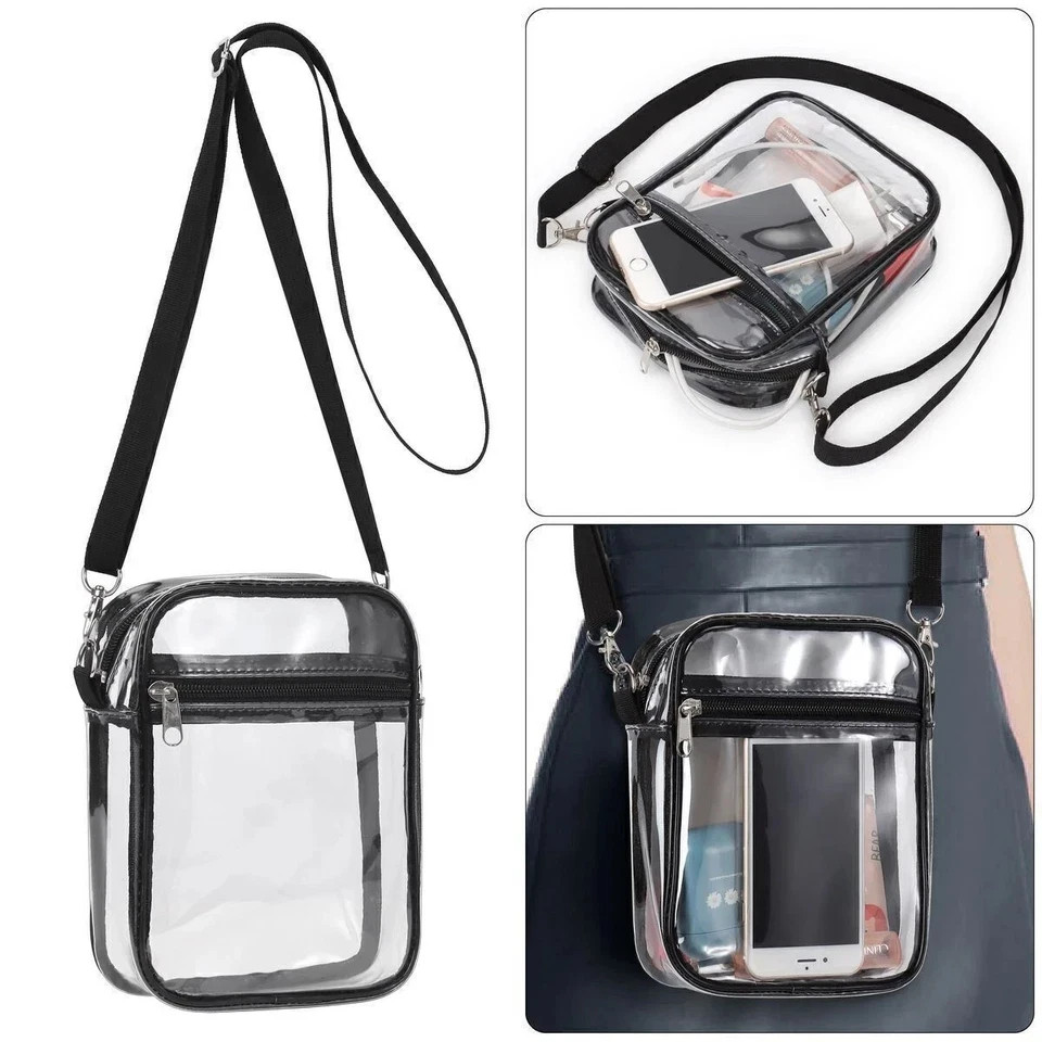 Clear Purse Stadium Approved Clear Bag See Through Zipper Crossbody Shoulder Bag