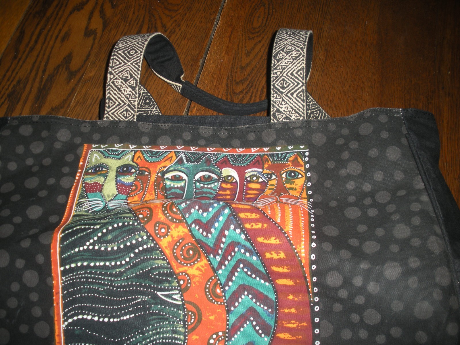 Laurel Burch Cat Large Canvas Shoulder Tote Bag weekend bag 18 X 15 1/2″ LOVELY