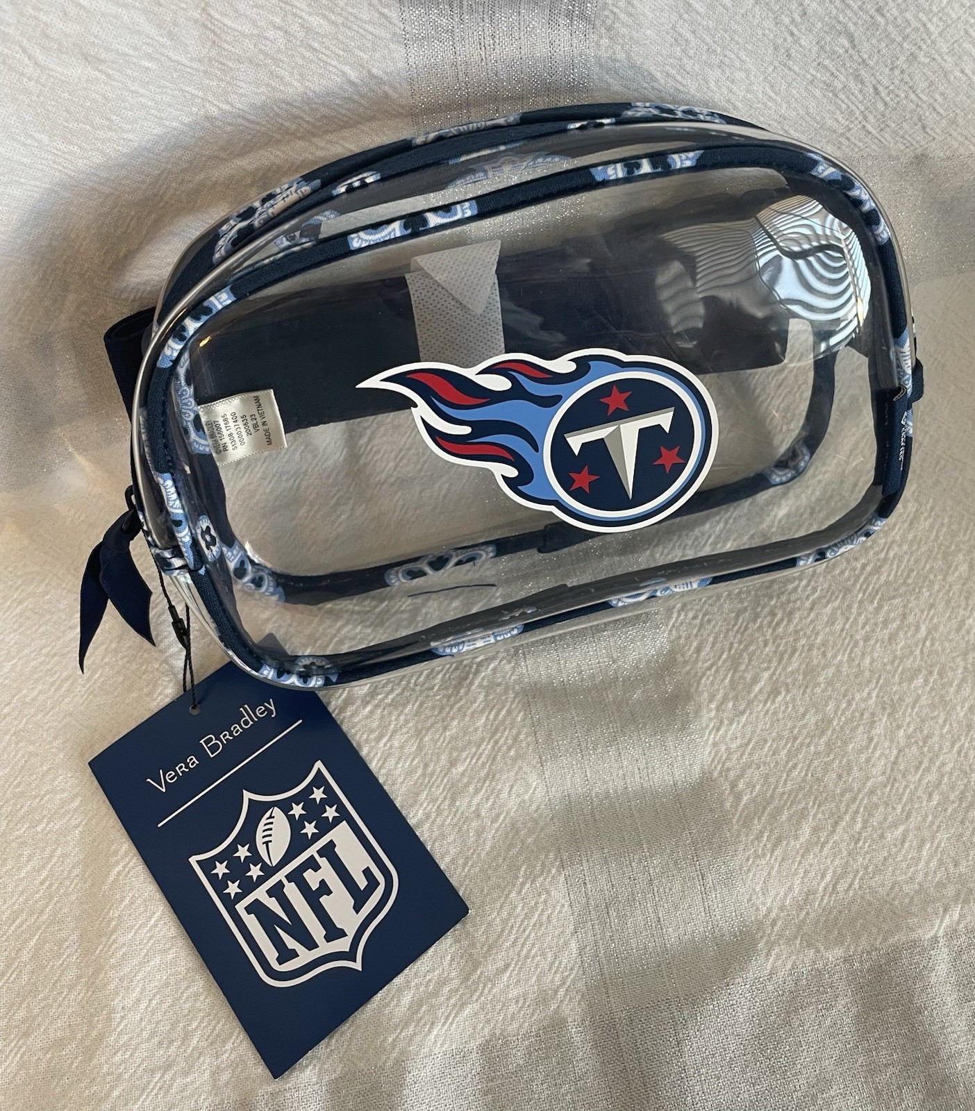 Vera Bradley NFL Belt Bag Clear Tennessee Titans Navy Blue Bandana 7.5”x4.75”x2”