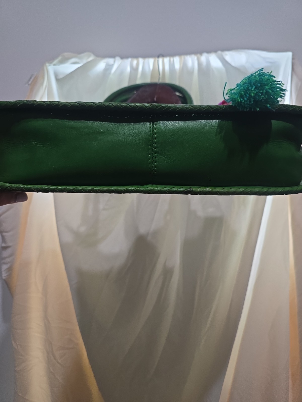 Green Leather Bag Made And Bought In Mexico