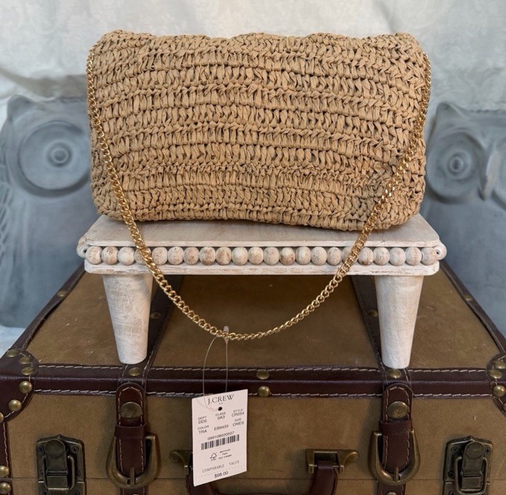 J.Crew Straw Pearl Clutch