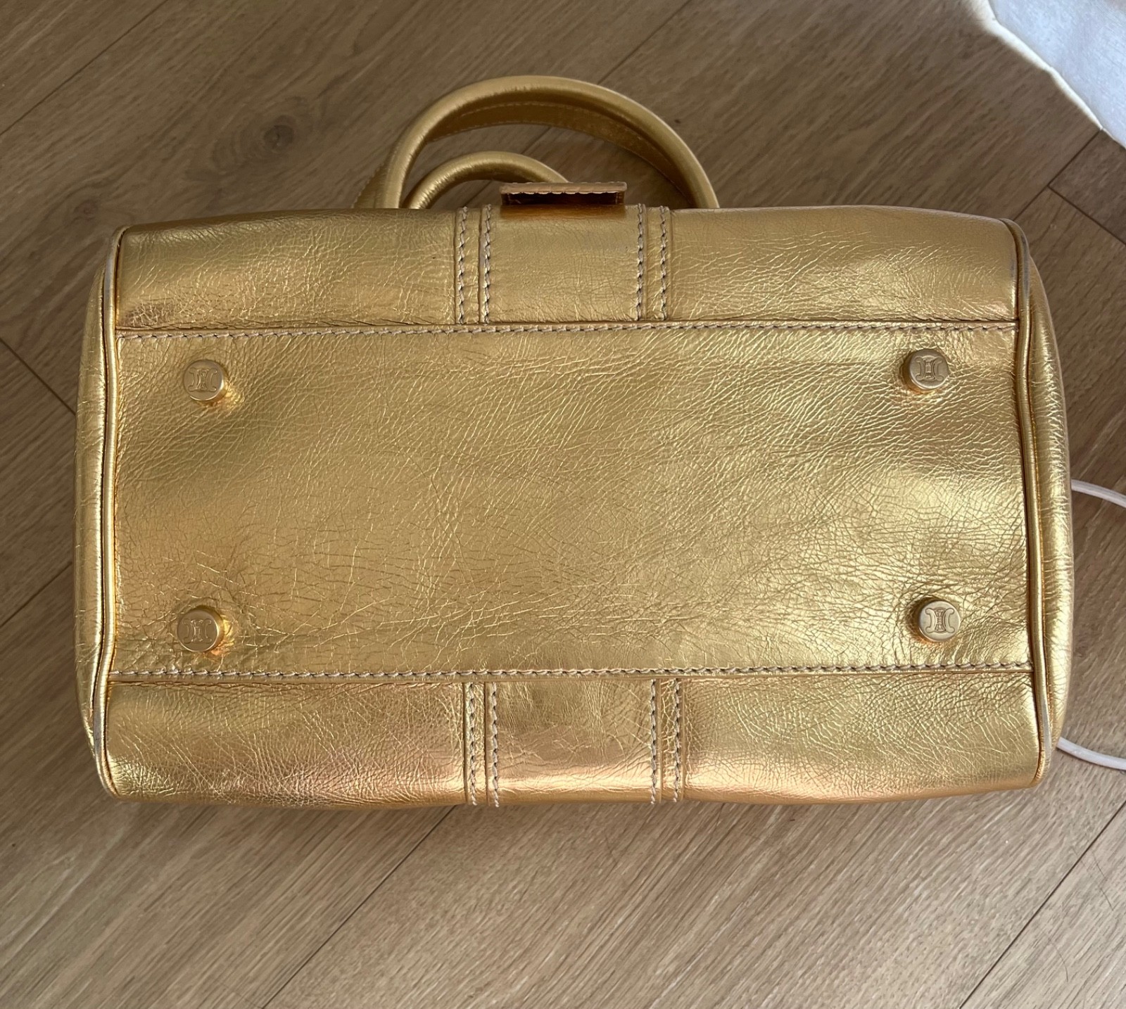 Vintage Celine Gold Metallic- Ella Frame Shoulder Bag-Y2K 2000s