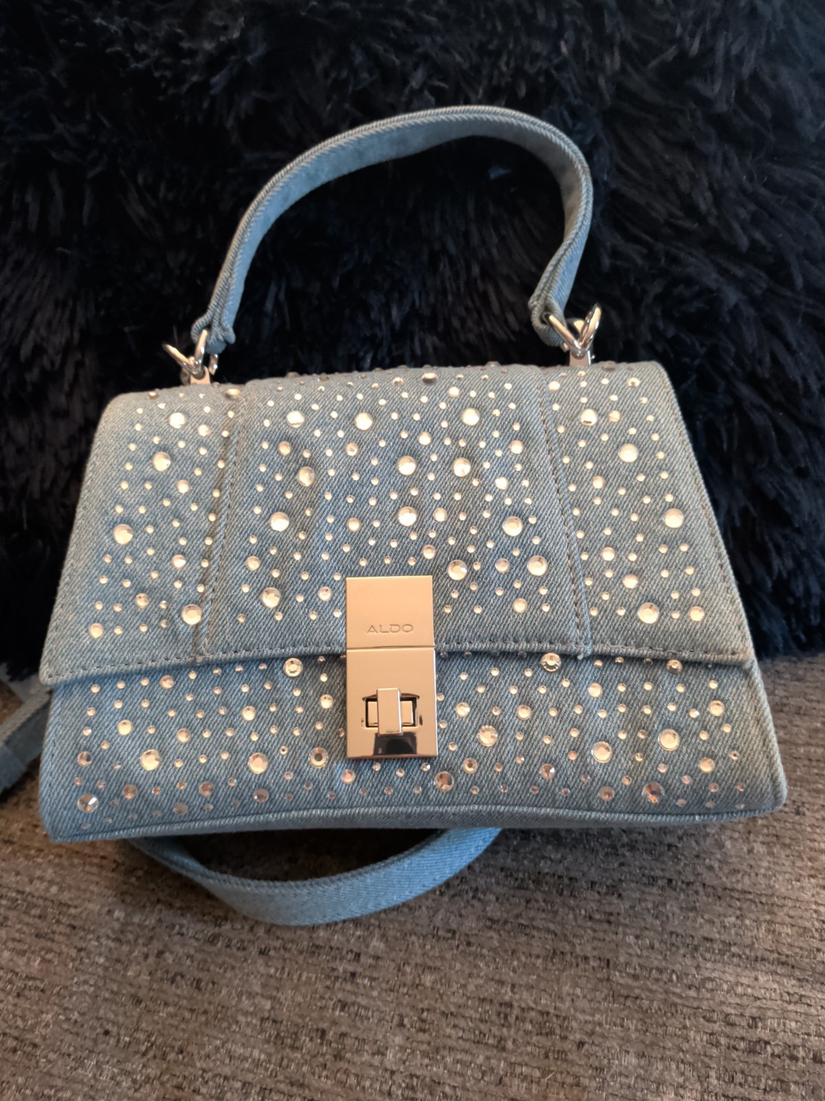 Purse Denim & Diamonds ALDO Rhinestone Crossbody, Shoulder & Handle, JUST LOVELY