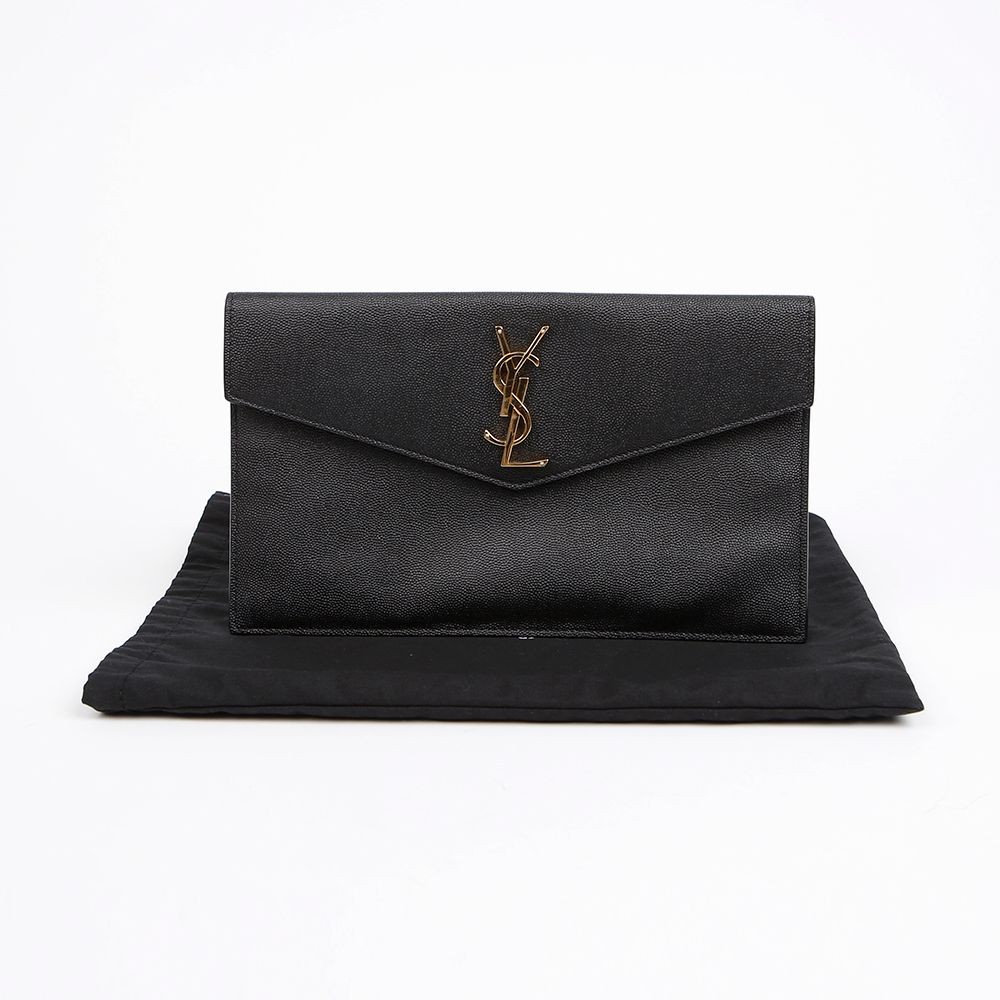 Saint Laurent Uptown Black Envelope Pouch with Gold Hardware 157027493 [P]