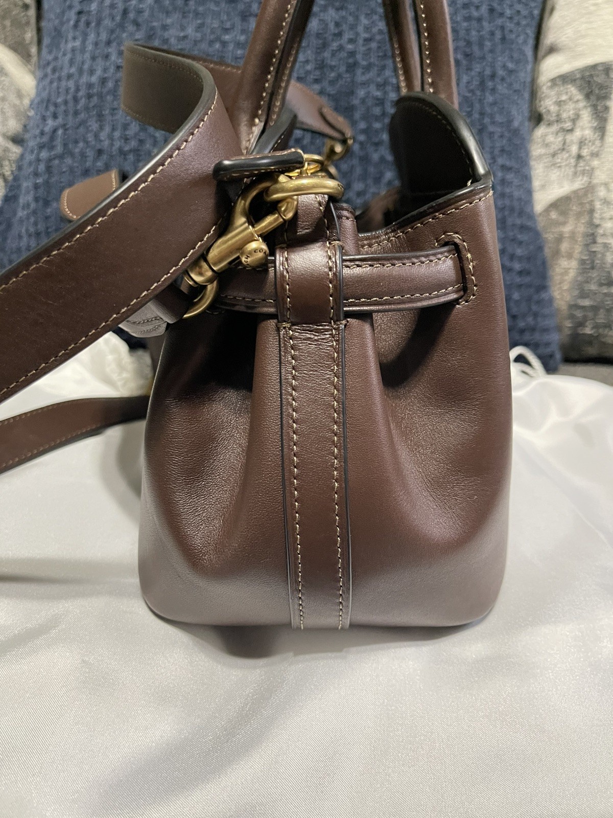 COACH CU066 Soft Empire Leather Carryall Satchel Bag 26 in Brass/Maple NWOT