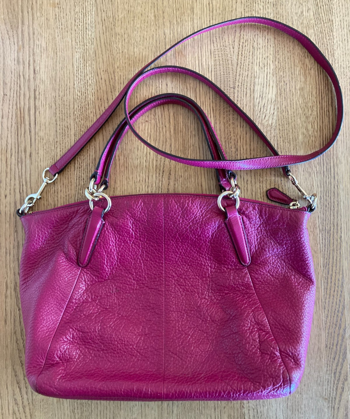 Coach F36675 Kelsey Pebbled Leather Berry Pink Satchel Dbl Handle Purse No Tag