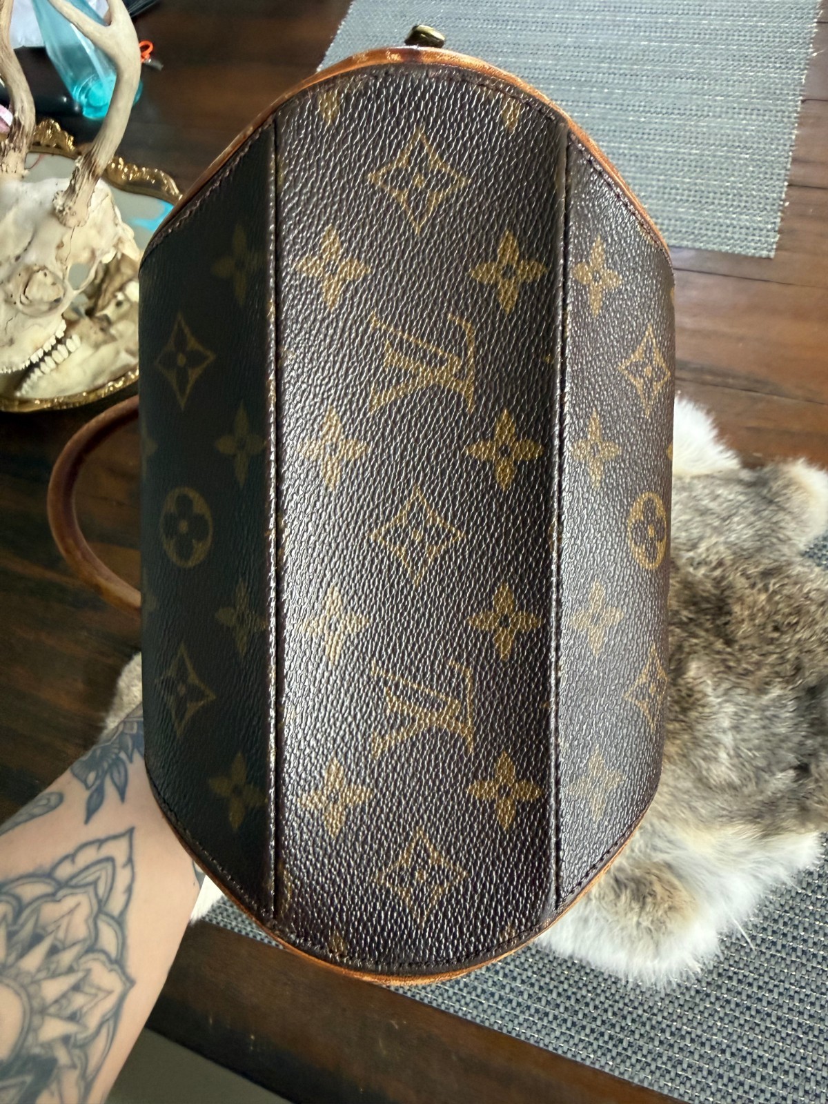 Louis Vuitton Ellipse Handbag MM Brown Canvas