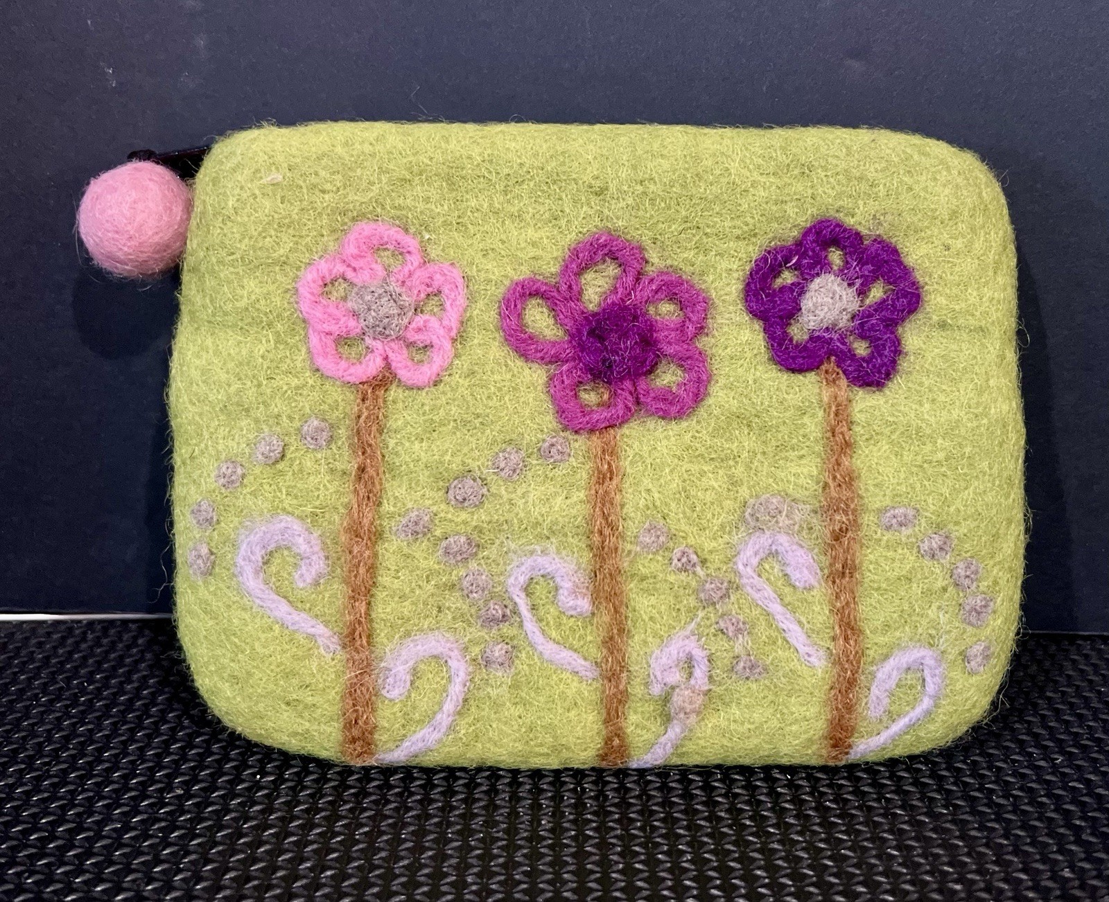 En Gry & Sif Small Zip Pouch Makeup Jewelry Bag Scandinavian Felted Wool VTG