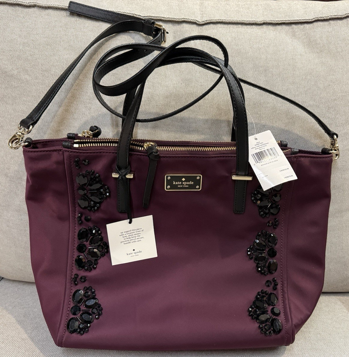 Kate Spade – Wilson Road Embellished Alyse Deep Plum Handbag Purse WKRU5391