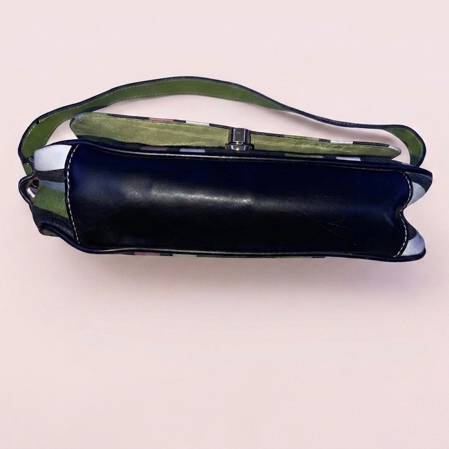 Vintage-Inspired Multi-Color Striped Small Shoulder Bag | Canvas & Leather Bag