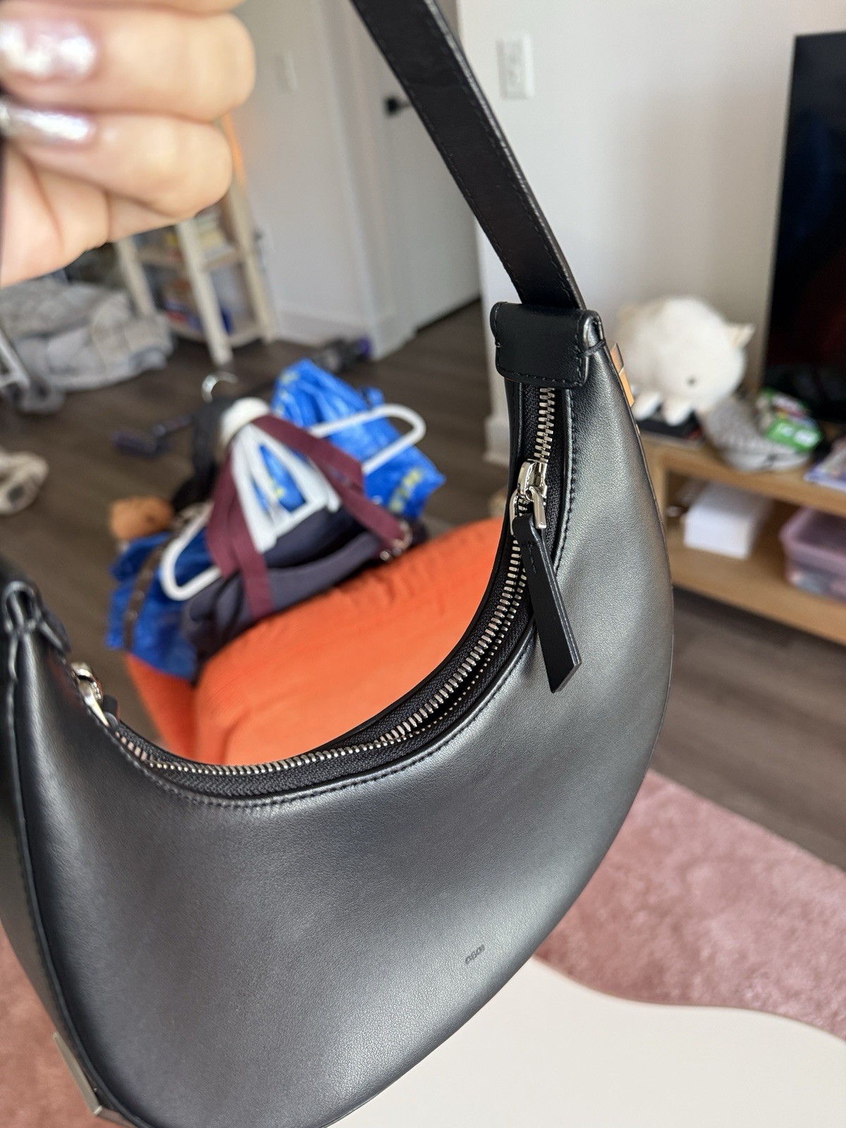 OSOI Toni Mini Black Leather Bag Silver Hardware