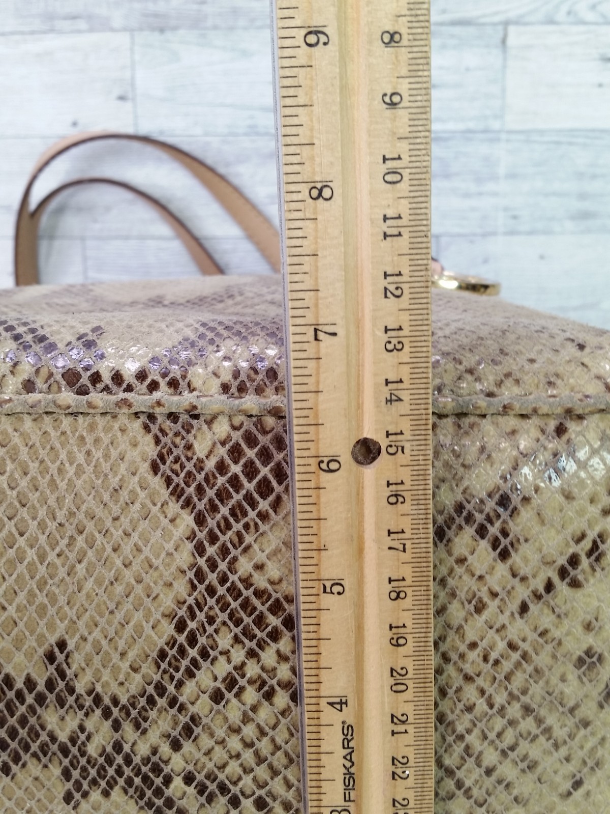 Michael Kors Python Embossed Leather Chain Strap Shoulder Tote Bag Snake Print