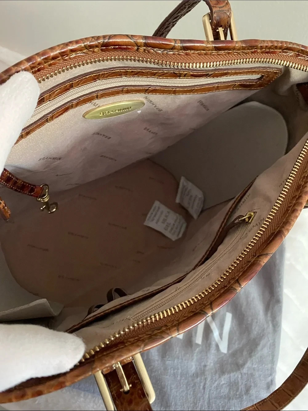 New Brahmin J15131 Asher Tote Toasted Almond Melbourne Genuine Leather
