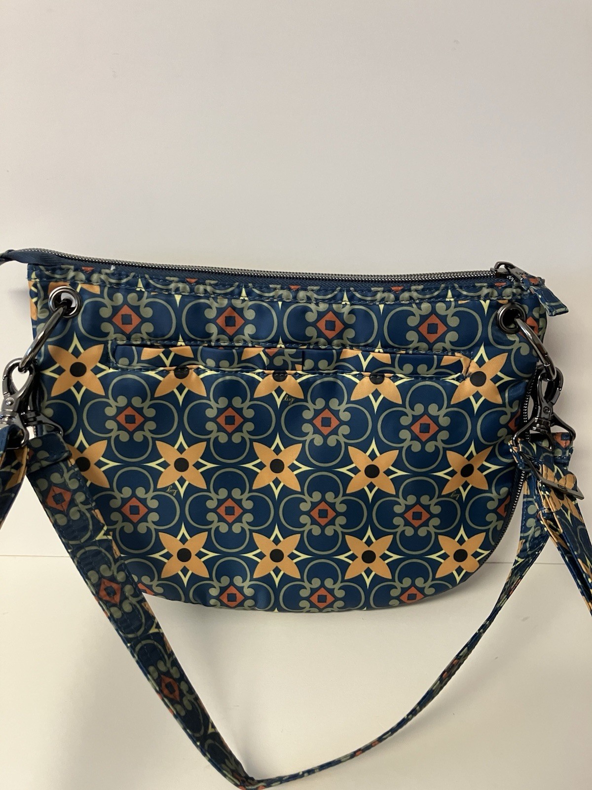 Lug Swivel Convertible Crossbody Tiles Teal Print RFID Expandable NEW