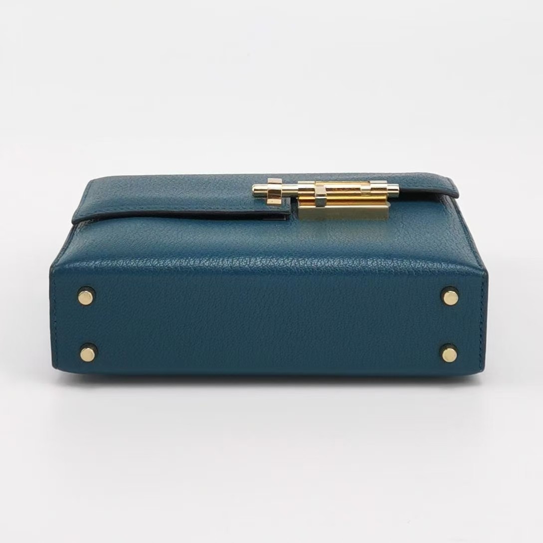 Hermes Verrou Mini 17 Chevre Mysore Vert Bosphore W0 Green GoldHardware GHW Auth