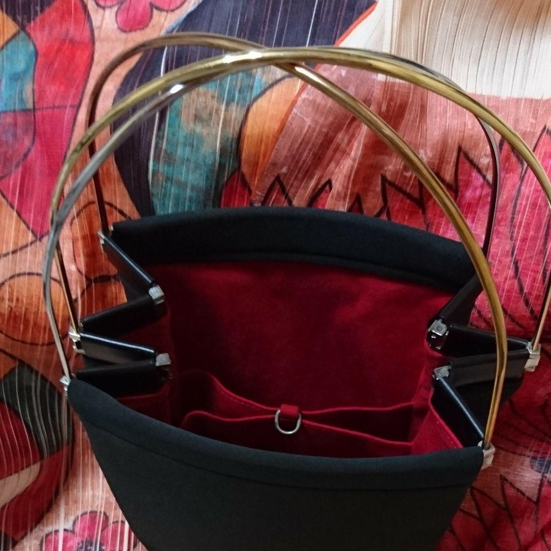 Cartier Trinity Rare Fabric Black Bag Red Leather Interior White Handle
