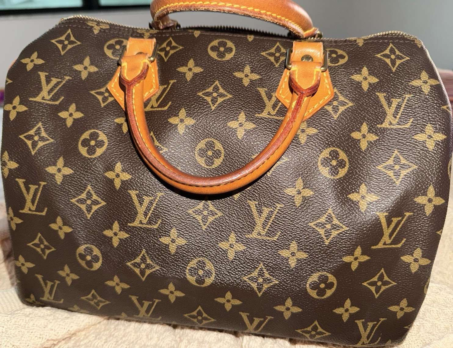 Louis Vuitton Monogram Speedy Satchel Brown Pocket size 25