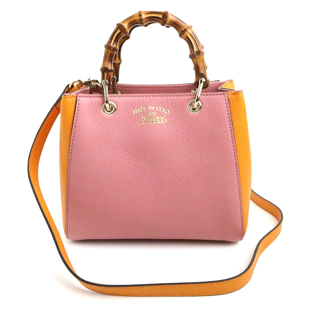 GUCCI Shopper Mini 368823 Shoulder Bag Leather Pink×Orange Unisex #BCB1537