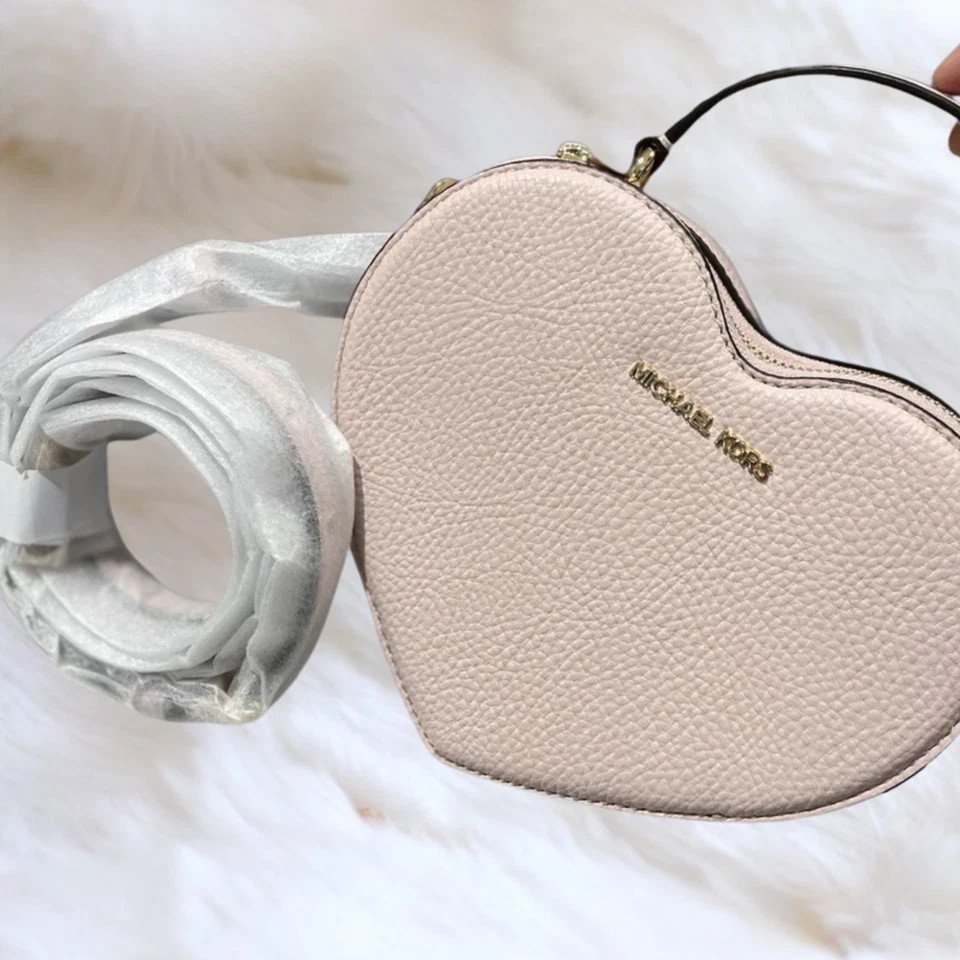 Michael Kors Jet Set Women Small Heart Crossbody Bag+Coin Purse Set Powder Blush