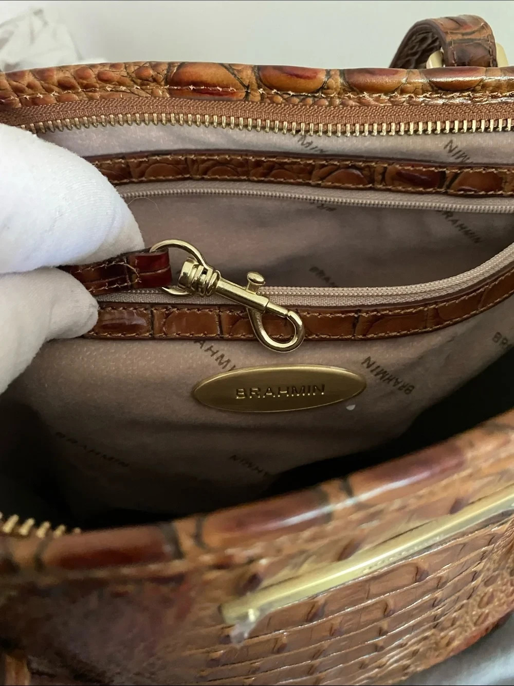 New Brahmin J15131 Asher Tote Toasted Almond Melbourne Genuine Leather
