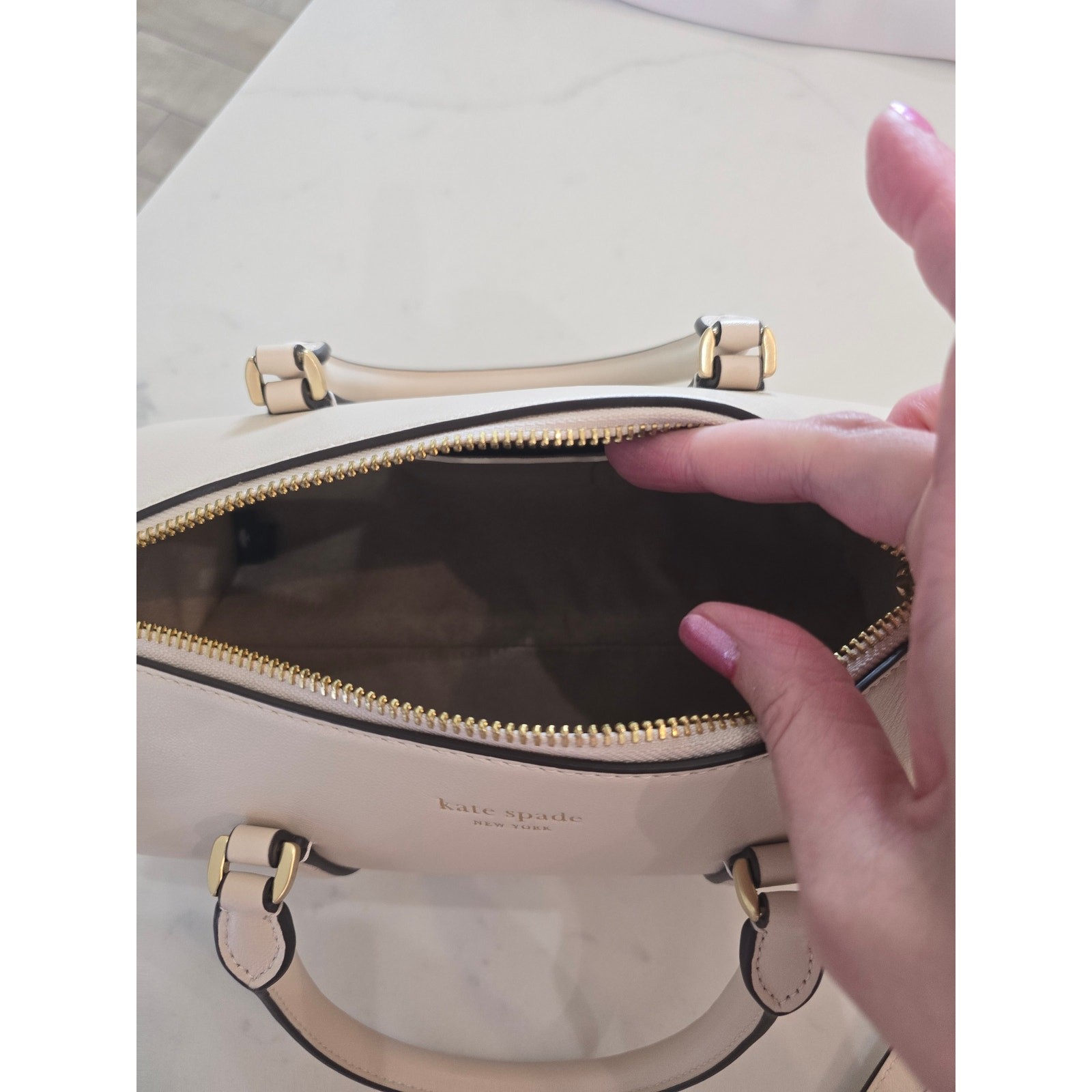 Katie Spade Small Icon Tote Cream white color worn once heart shape