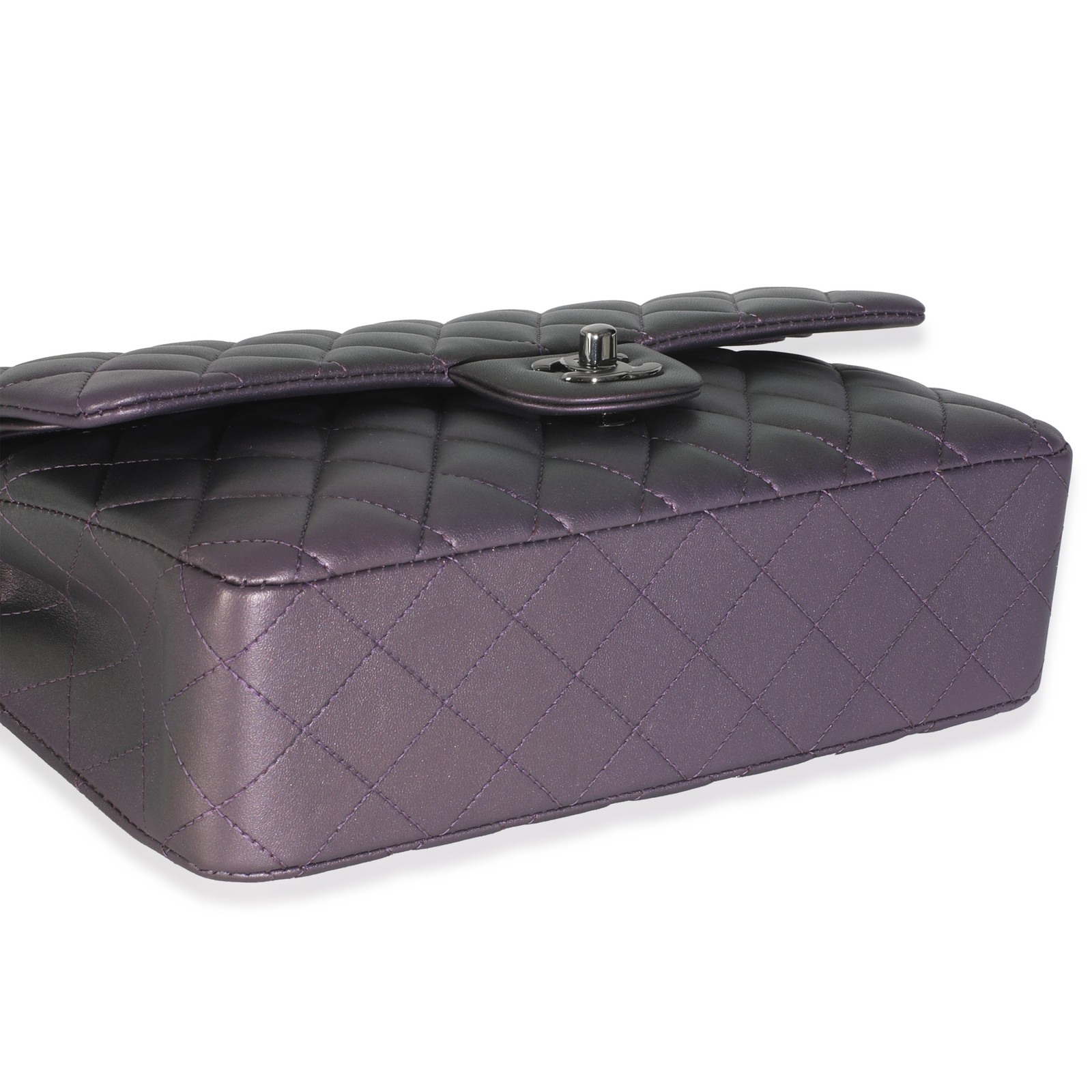 Chanel Purple Quilted Iridescent Lambskin Medium Classic Double Flap Bag
