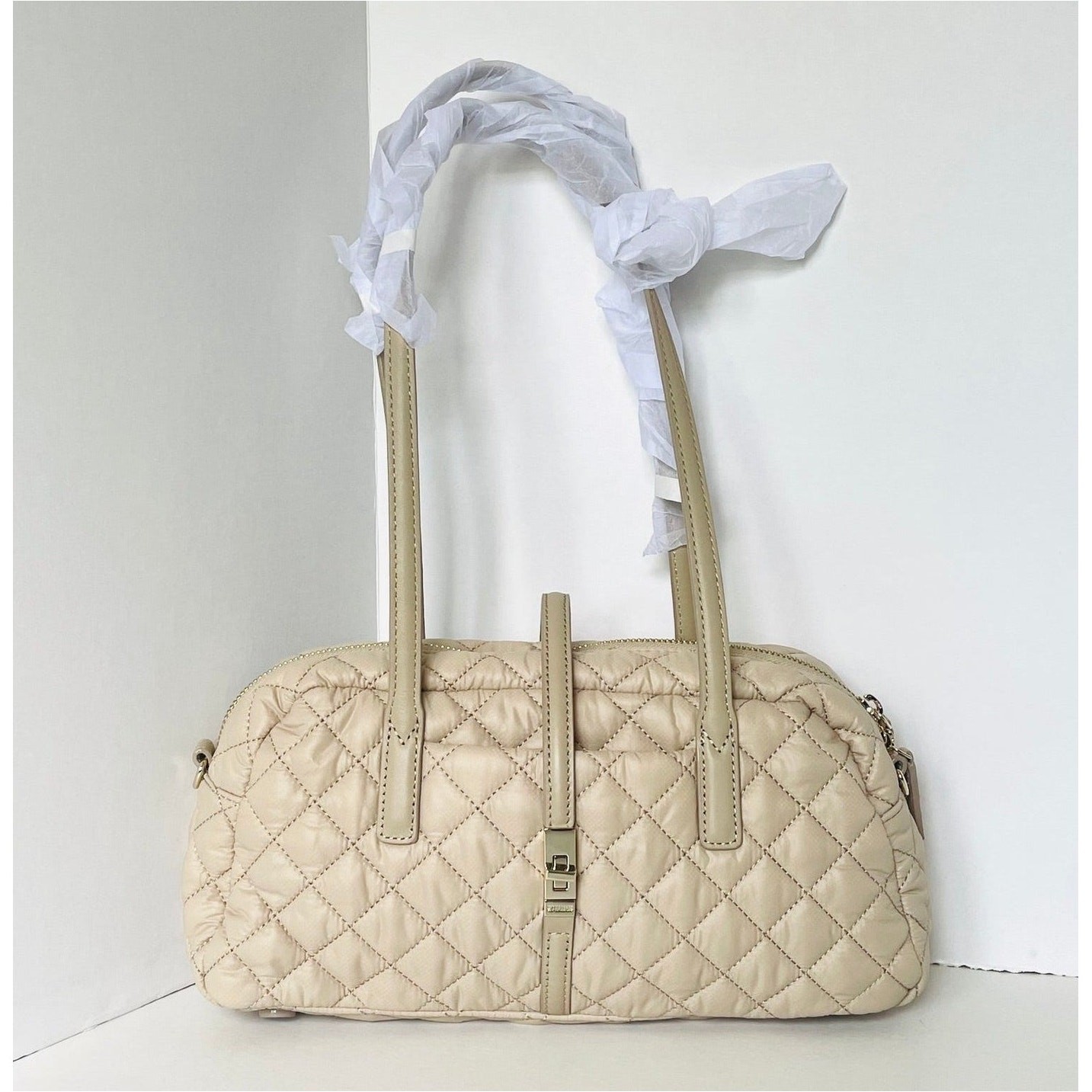 MZ Wallace Small Astor Satchel Buff Quilted Shoulder Crossbody Bag