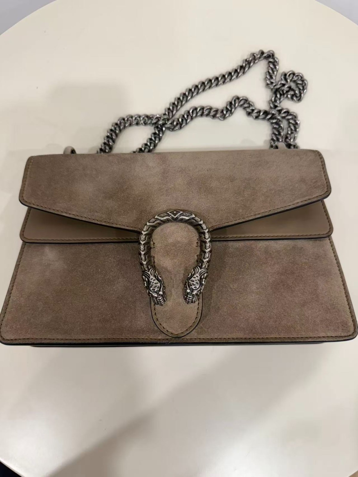 Gucci Dionysus Taupe Suede Leather Chain Shoulder Crossbody Bag