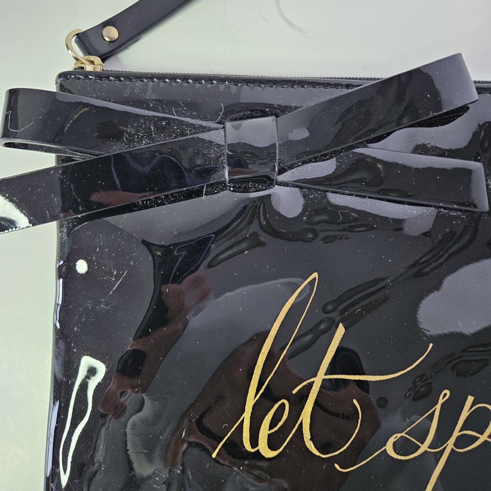 Kate Spade NY Let Sparks Fly Black Georgie Case 11 inch Makeup Clutch Purse Bag