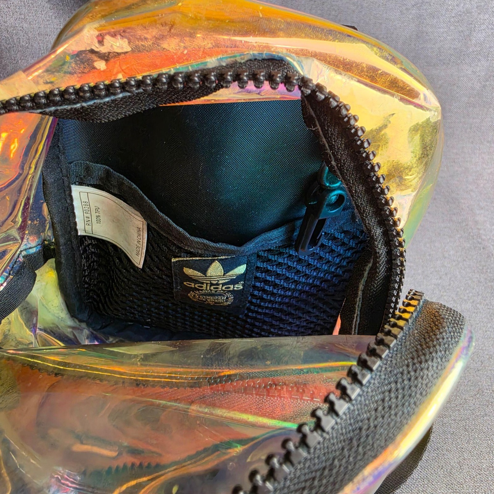 Adidas Originals Backpack Unisex Mini Gold Holographic PVC Casual Bag Small