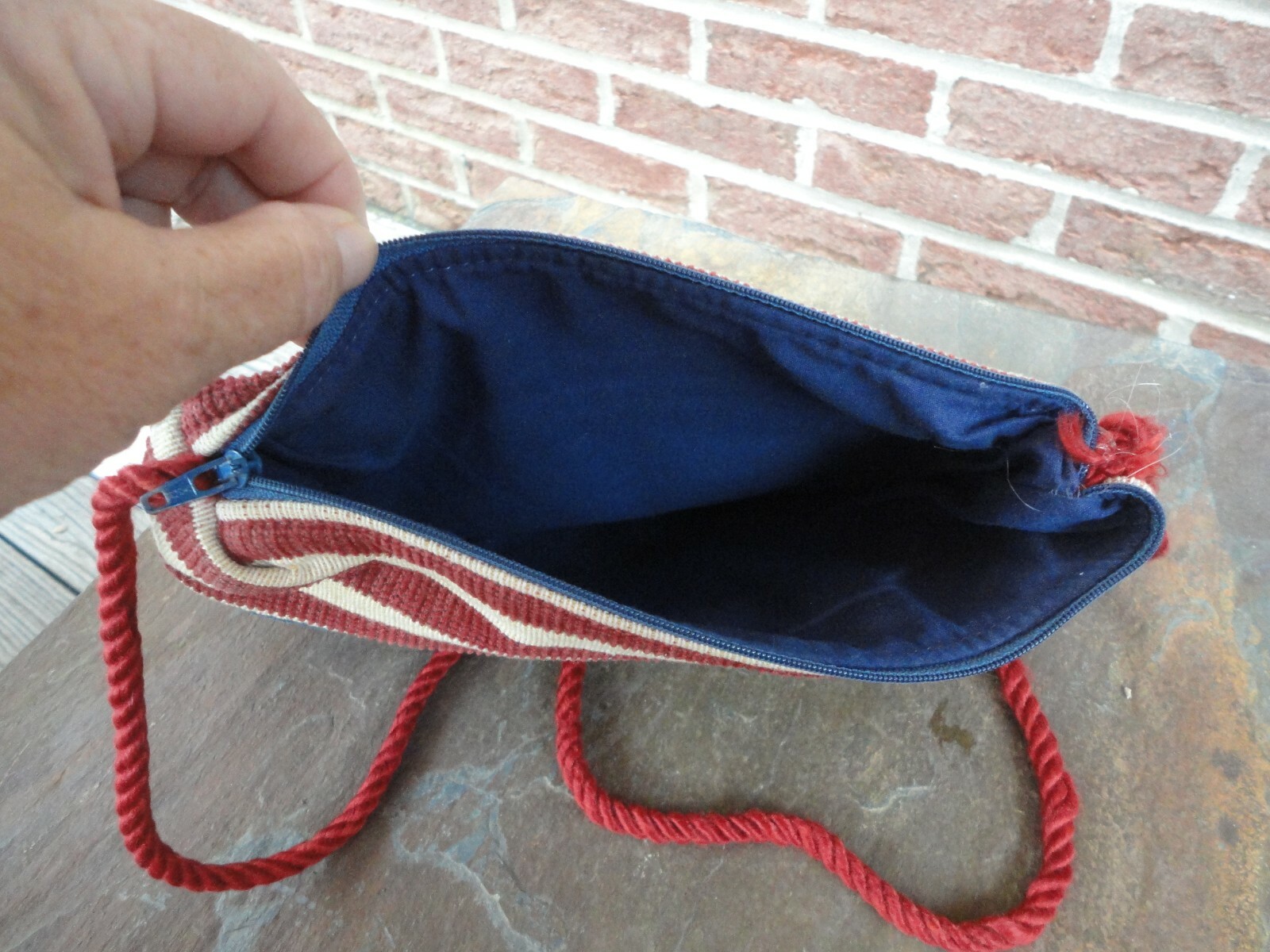 American Flag Red White Blue & stars tapestry purse patriotic bag ‘rope’ strap