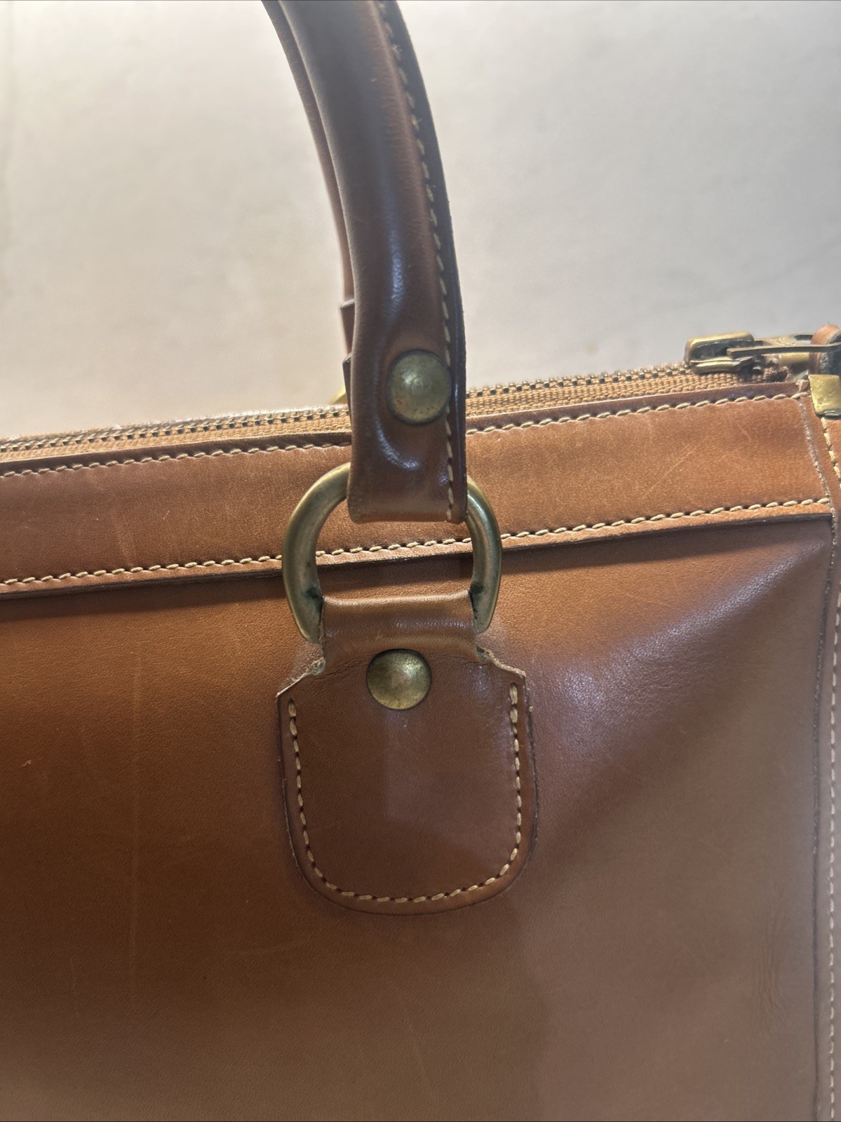 Vintage Ghurka No 16 The Keeper Tan Leather Satchel Bag Top Handle