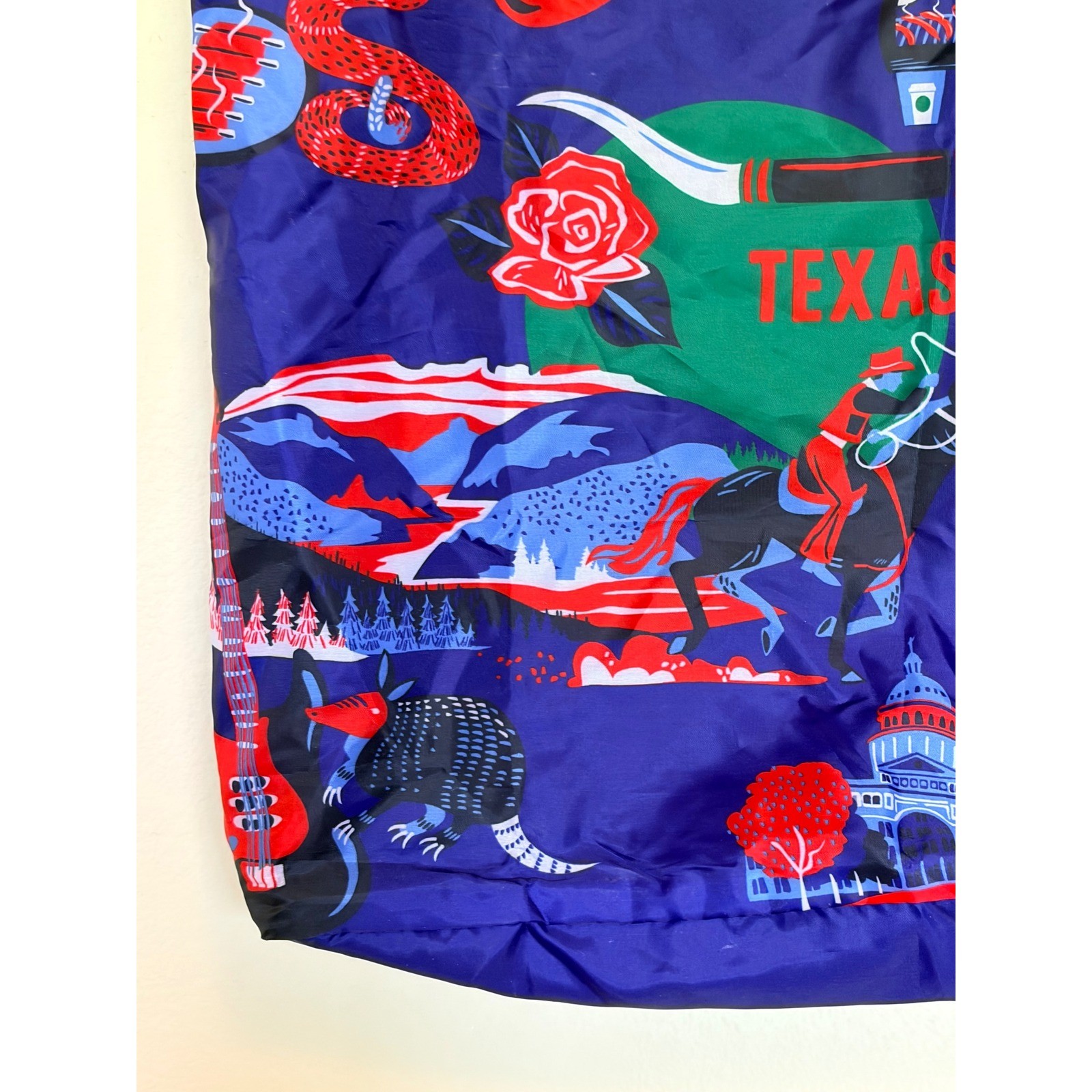 Starbucks Discovery Series TEXAS Blue Reusable Nylon Tote Bag Cowboy Graphics
