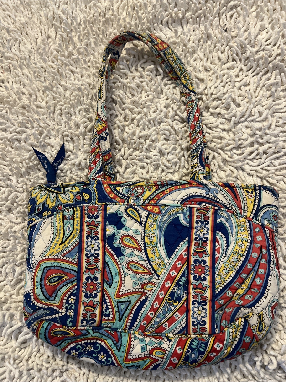 Vera Bradley Marina Paisley Multi Color Large Shoulder bag Quilted Purse GUC