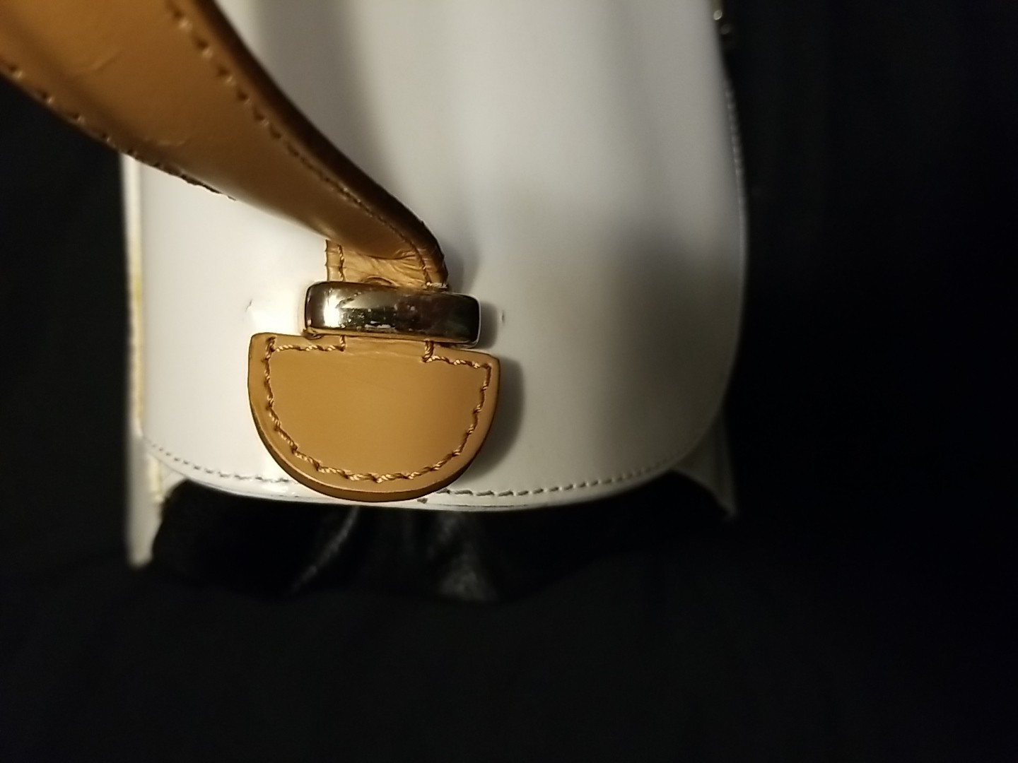 GIORGIA MILANI Purse Genuine Leather Made In Italy White & Black Gold Hardware